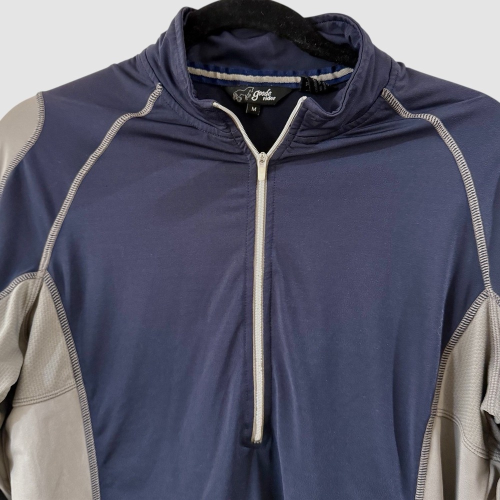 Goode Rider Shirt Womens‎ M Blue Gray 1/4 Zip Pullover Equestrian Horse Riding